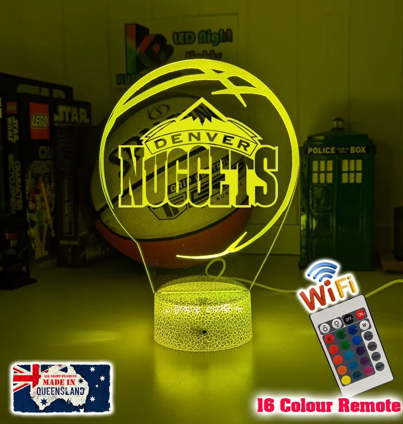 Denver Nuggets Basketball Team 3D LED Night Light Room Lamp