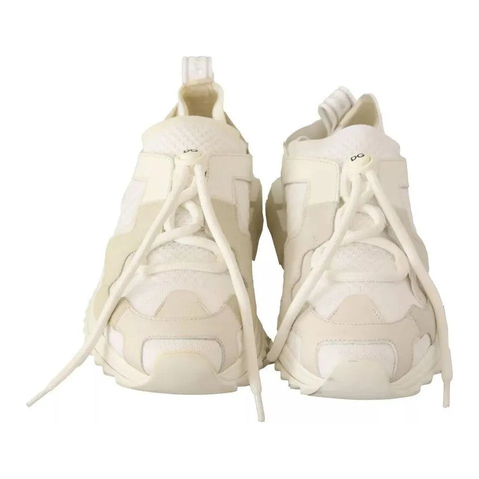 Dolce & Gabbana White Fabric Suede Sorrento Lace Up Sneakers Shoes