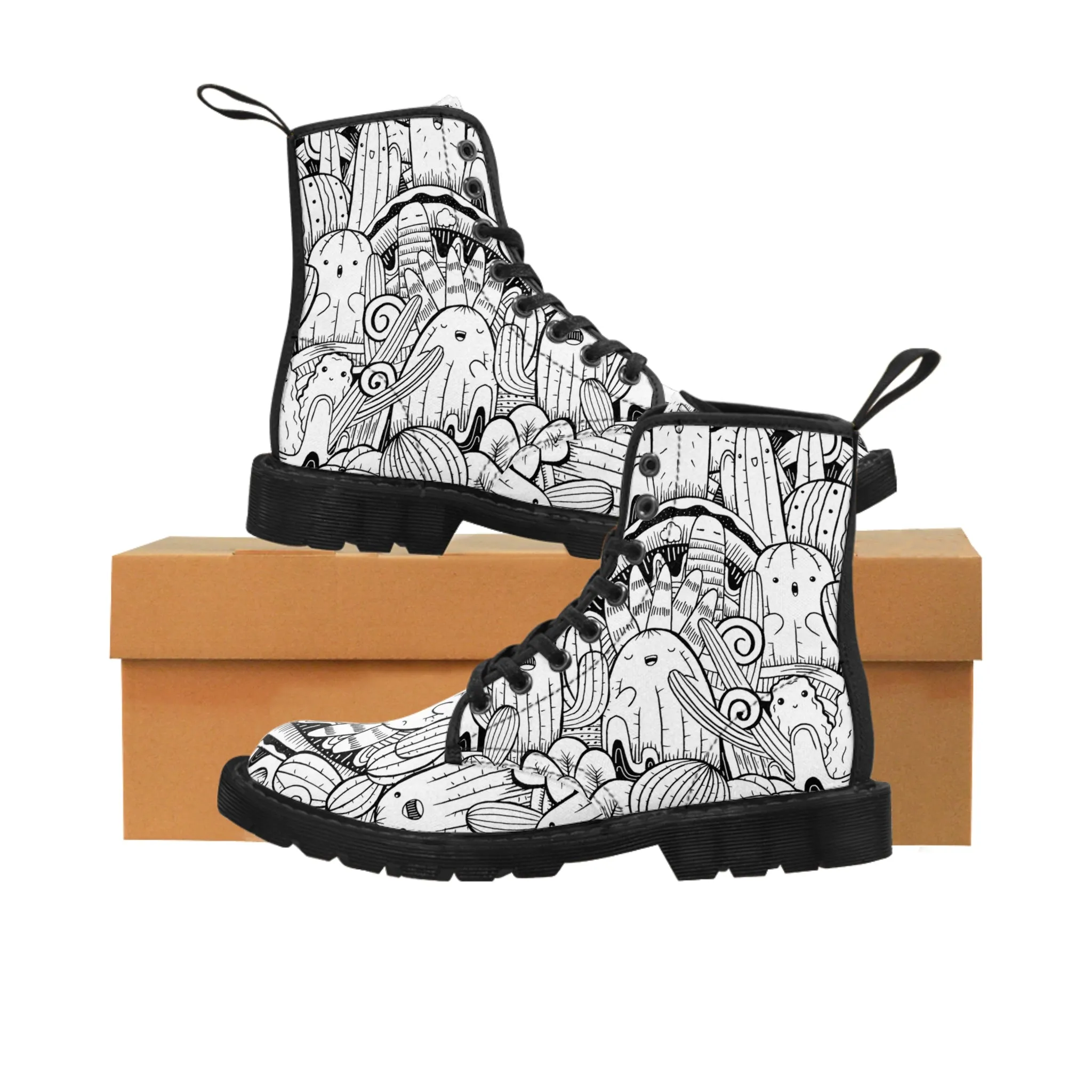 Doodle Cactus - Inovax Men's Canvas Boots