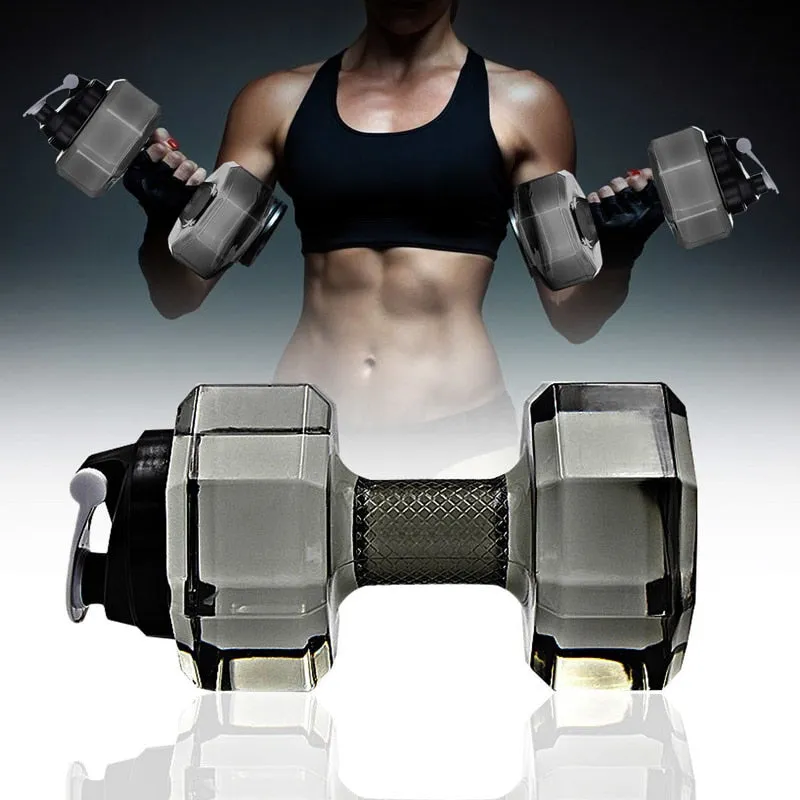 Dumbbell Shape Water Bottle Gym Fitness Body Building Equipment