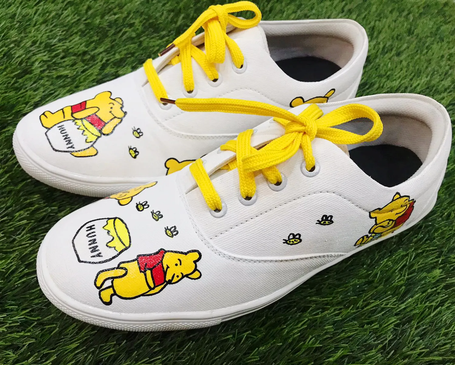 Funky N Trendy hand painted water resistant Winnie the pooh theme casual shoes