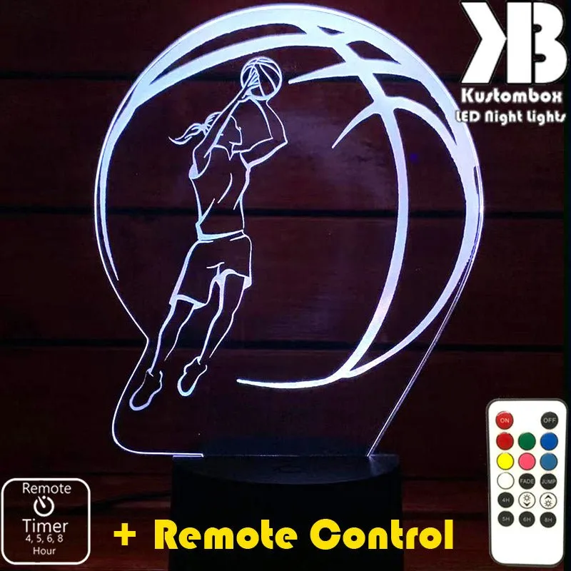 Girl Basketball Player Personalised 3D LED Night Light Lamp