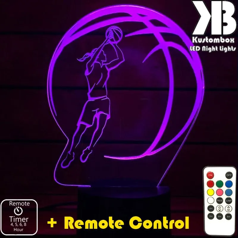 Girl Basketball Player Personalised 3D LED Night Light Lamp