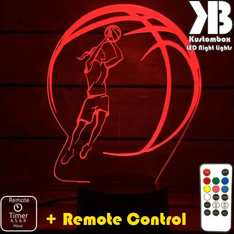 Girl Basketball Player Personalised 3D LED Night Light Lamp