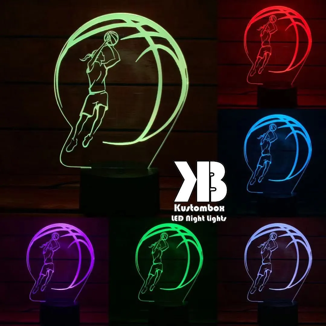 Girl Basketball Player Personalised 3D LED Night Light Lamp