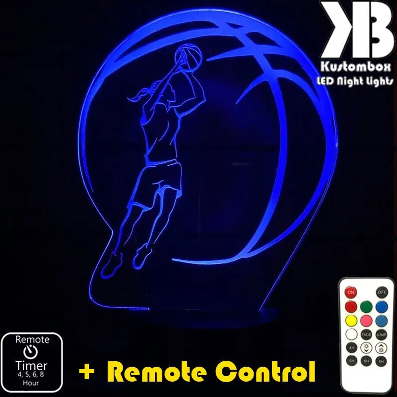 Girl Basketball Player Personalised 3D LED Night Light Lamp