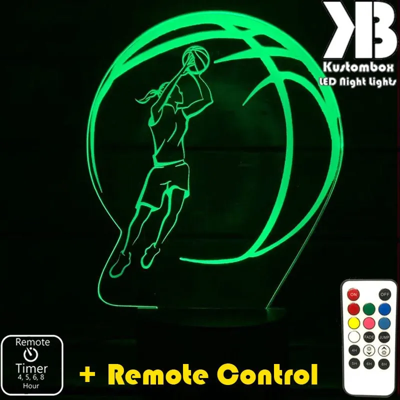 Girl Basketball Player Personalised 3D LED Night Light Lamp