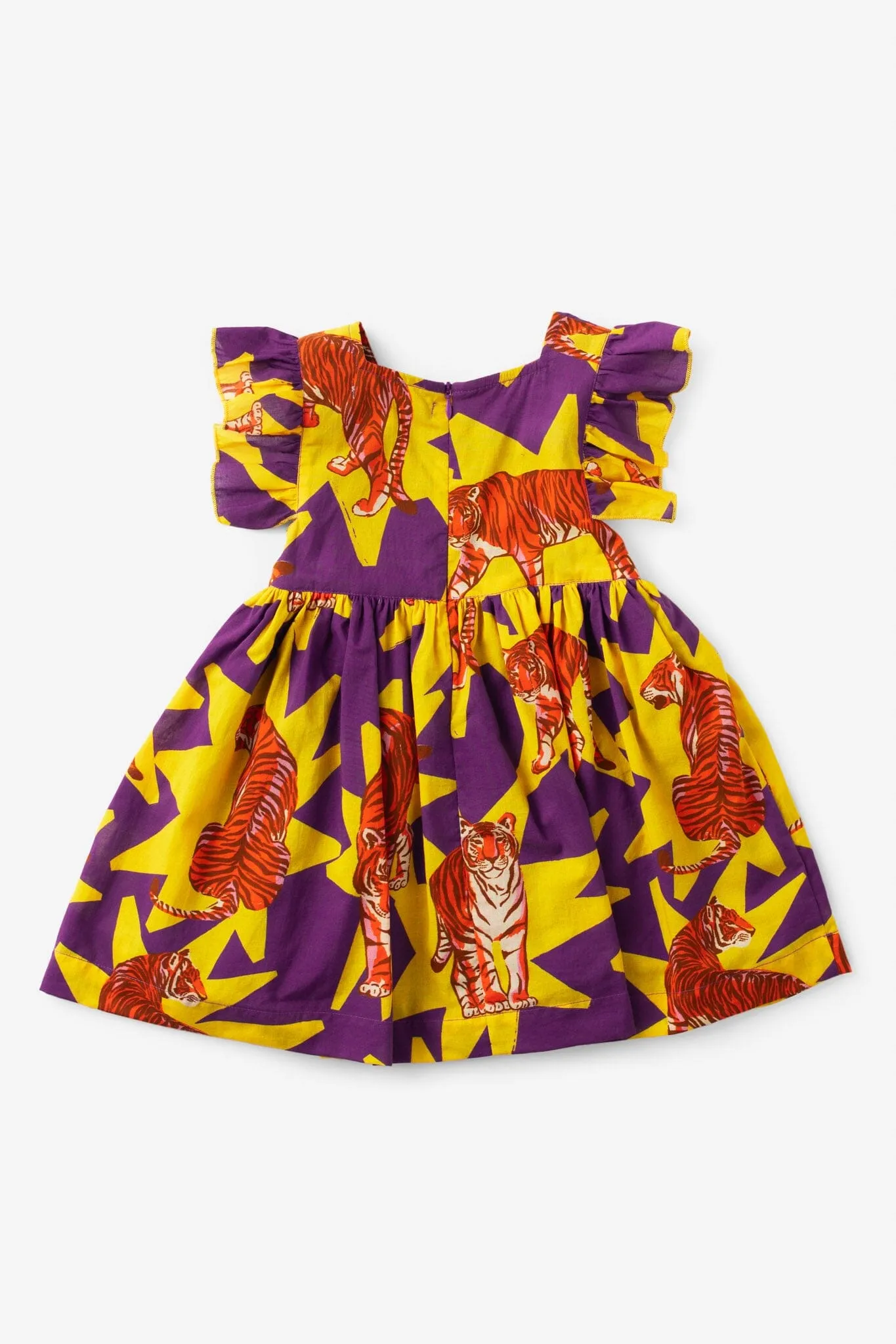 Girls Maya Flutter Sleeve Dress - Tiger Print