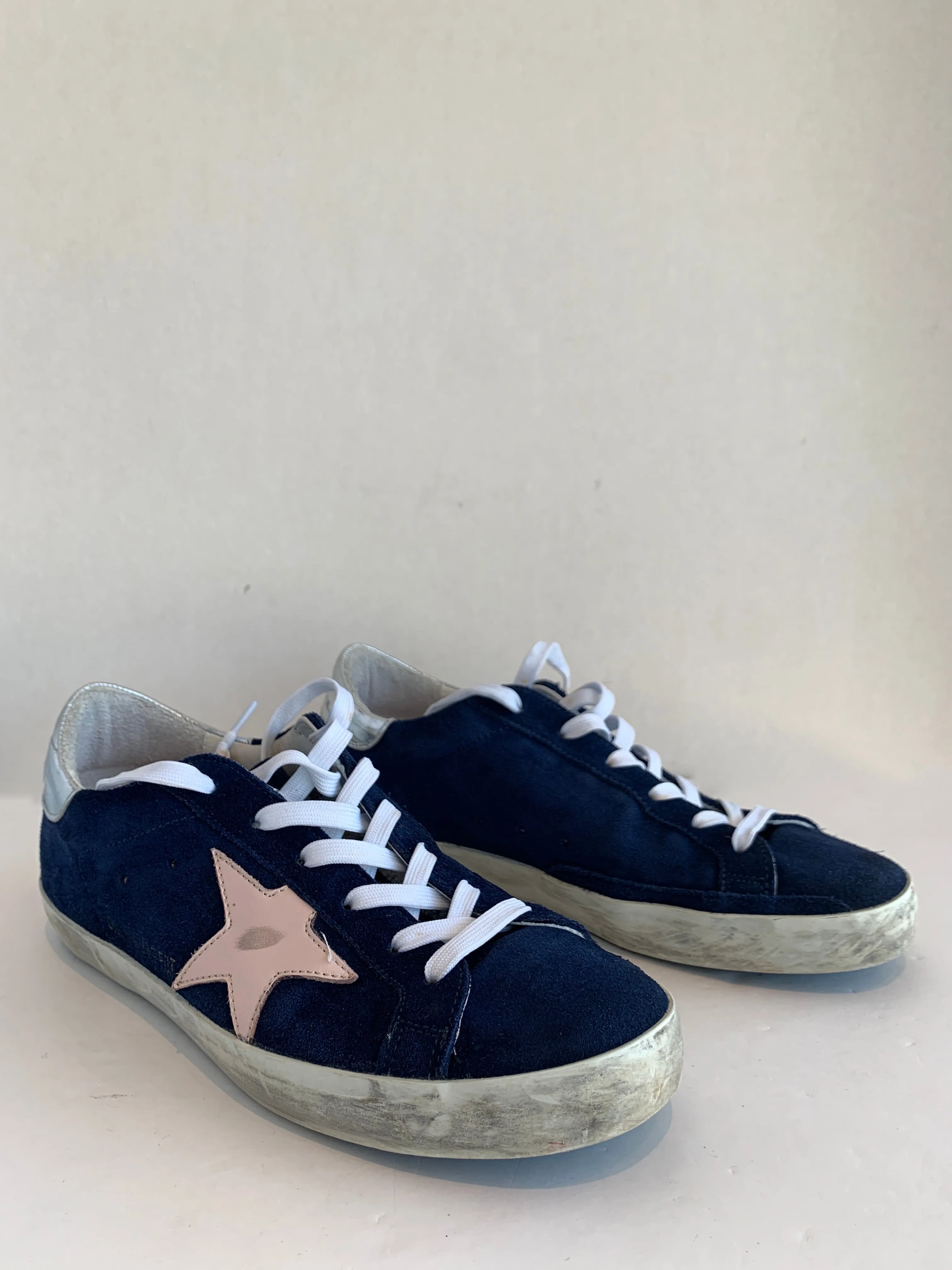 Golden Goose Navy Suede Sneakers