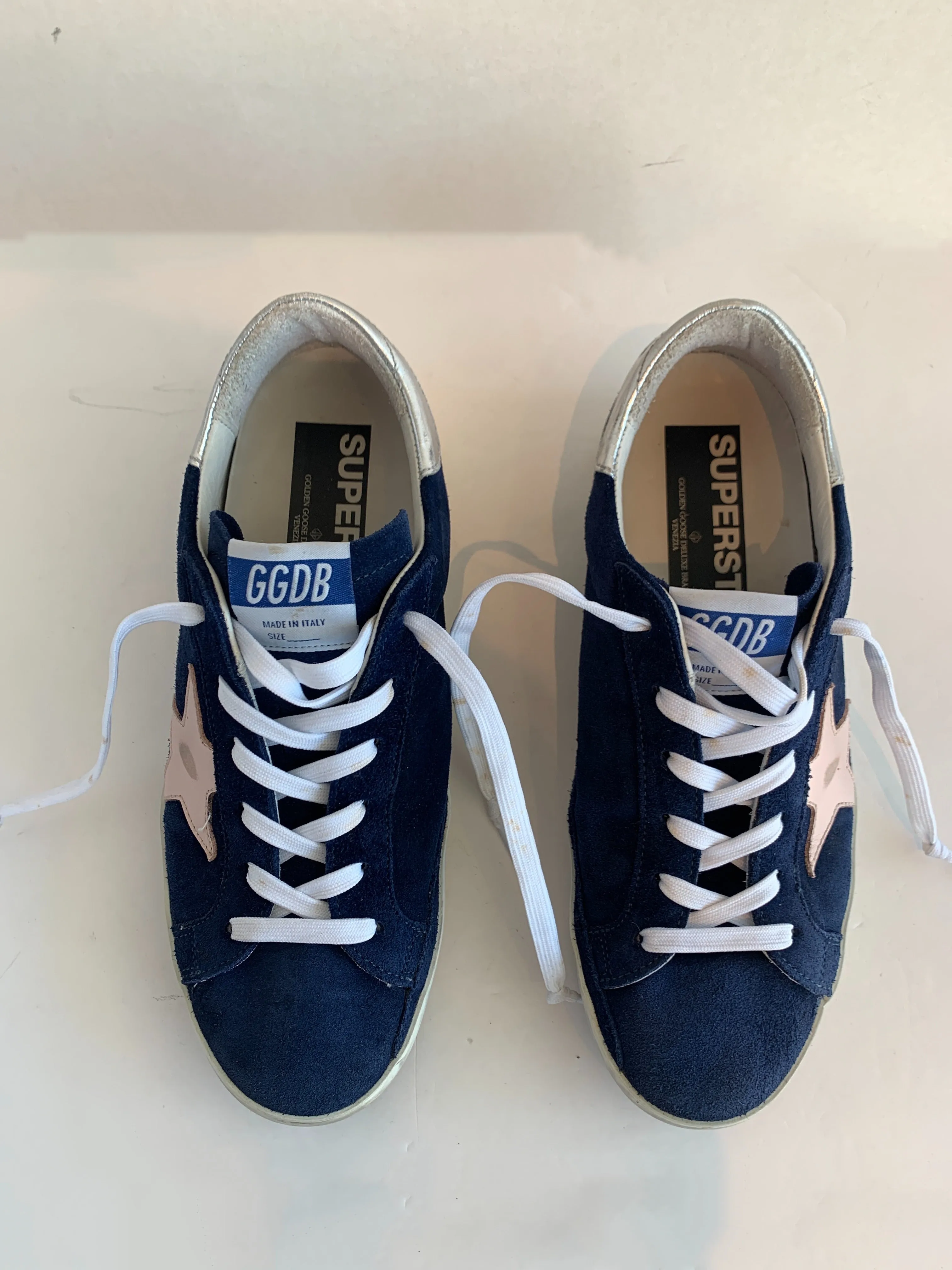 Golden Goose Navy Suede Sneakers