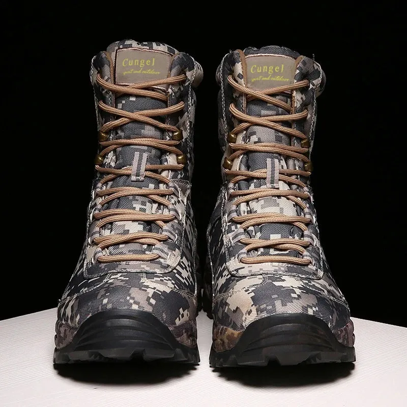 Hiking Camouflage Genuine Leather Boots