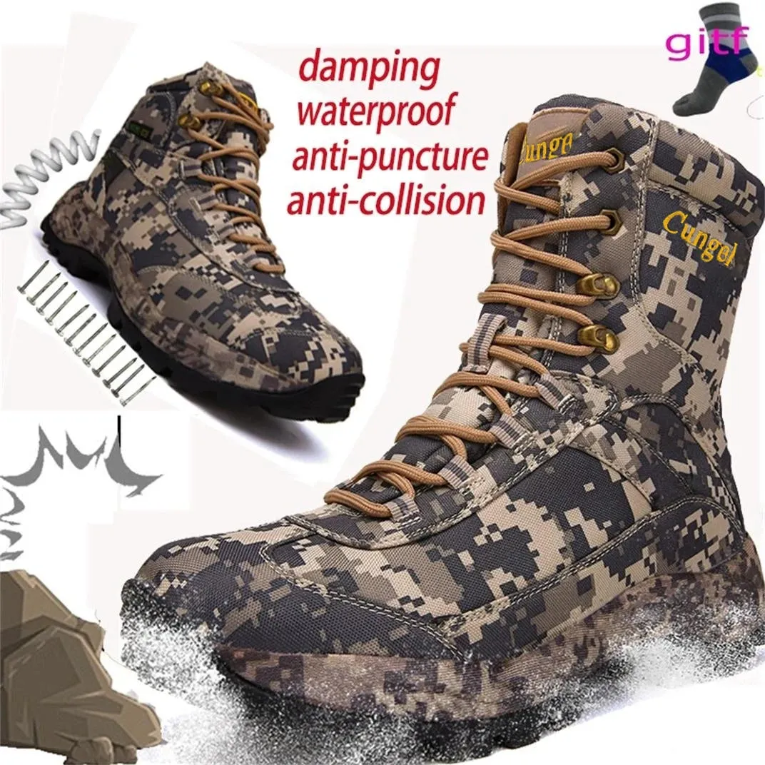 Hiking Camouflage Genuine Leather Boots