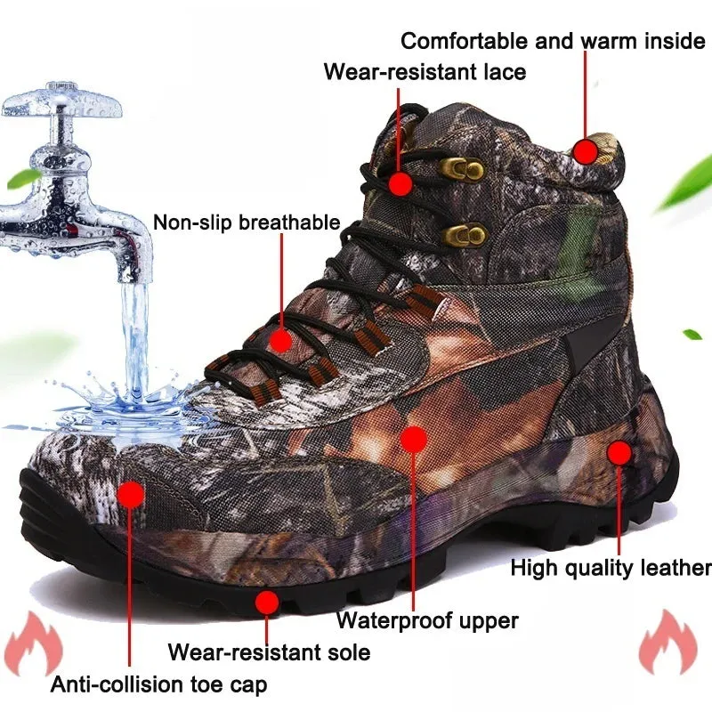 Hiking Camouflage Genuine Leather Boots