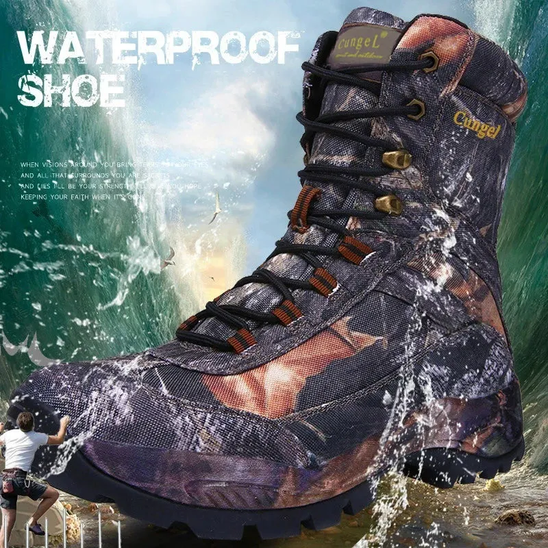 Hiking Camouflage Genuine Leather Boots