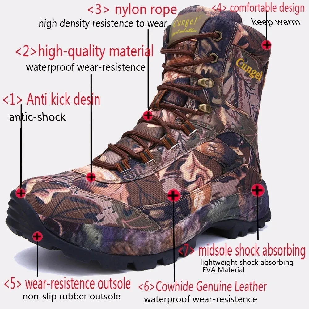 Hiking Camouflage Genuine Leather Boots