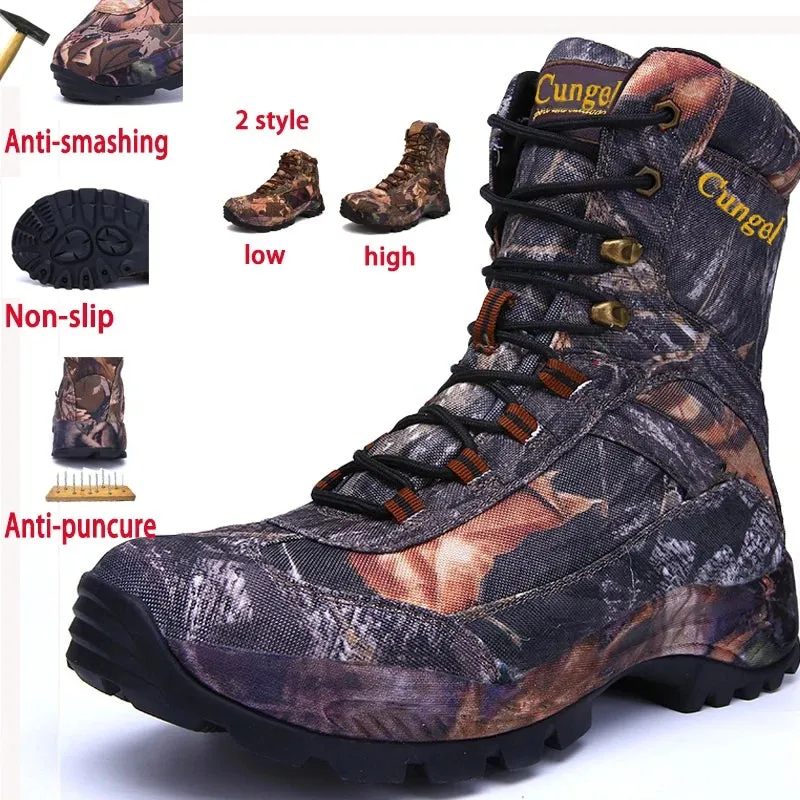 Hiking Camouflage Genuine Leather Boots