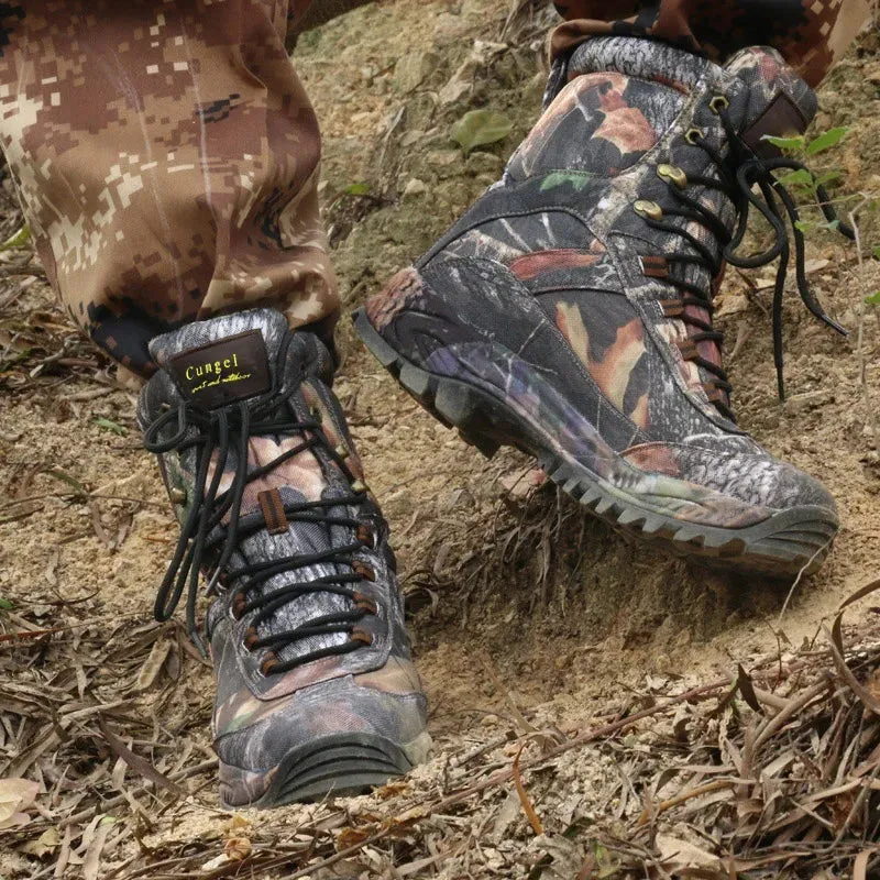 Hiking Camouflage Genuine Leather Boots