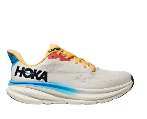 HOKA Women's Clifton 9 Sneaker - Blanc de Blanc/Swim Day