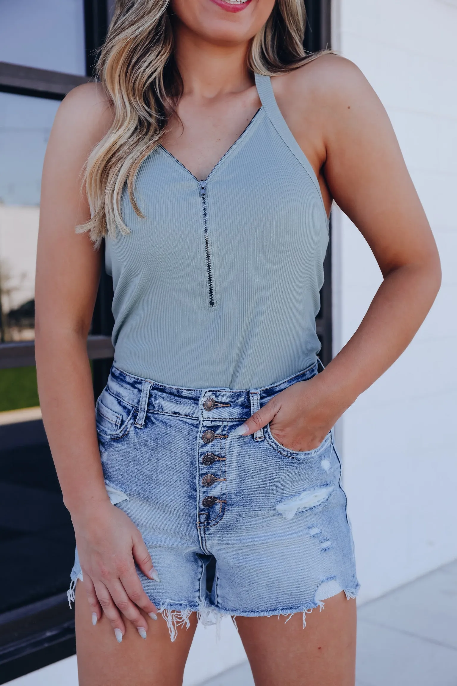 Hollyn Halter Neck Top - Sage