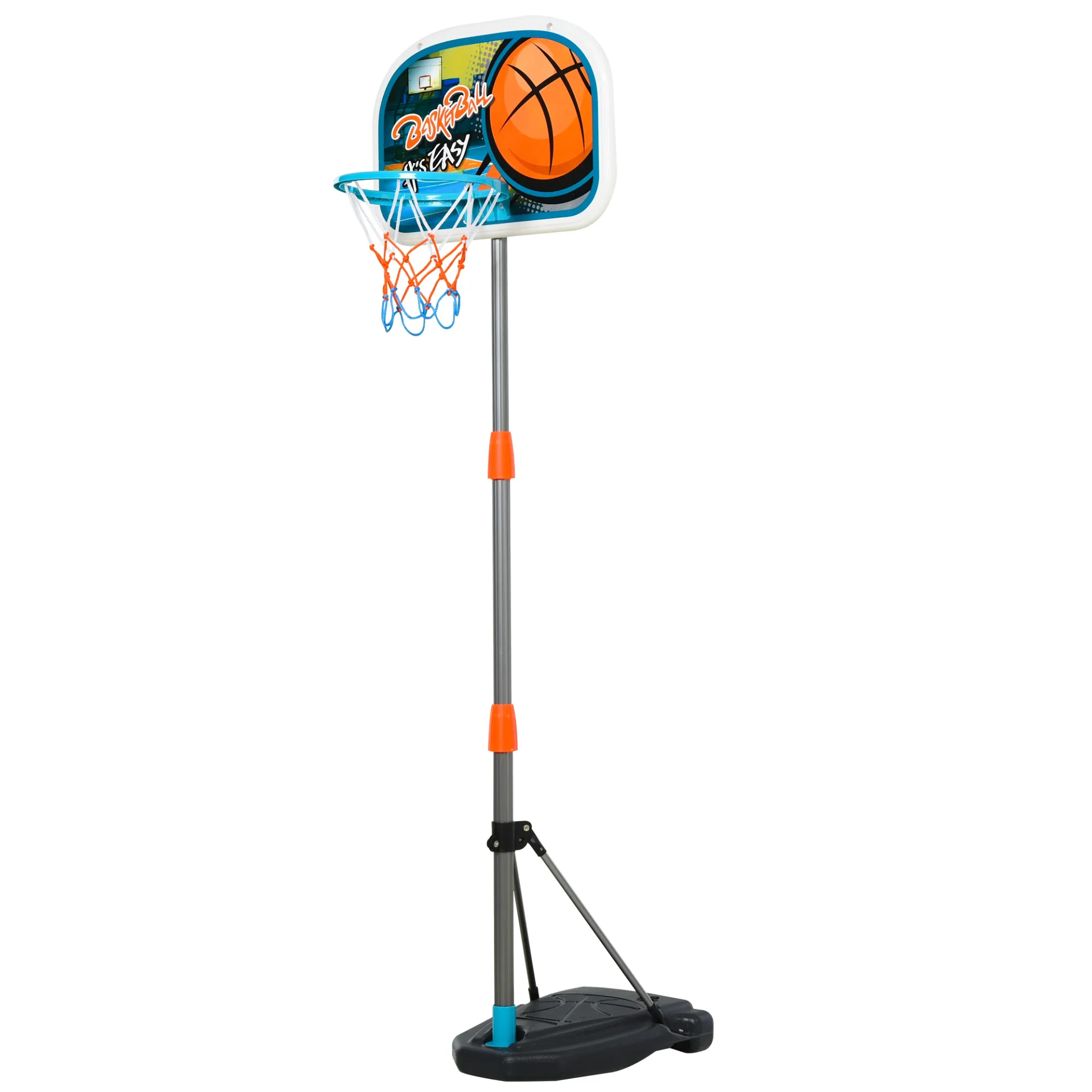 HOMCOM Kids Basketball Hoop and Stand - Portable Adjustable Basketball Set with Ball, Pump, and Backboard, Heights 126-158 cm