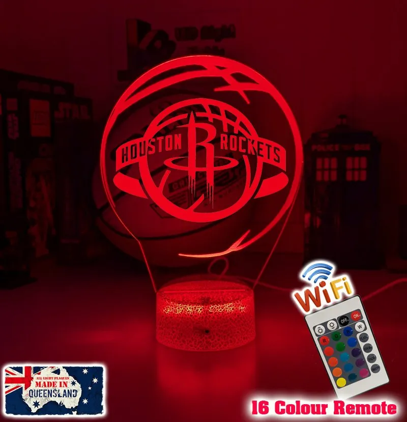 Houston Rockets Basketball Team 3D LED Night Light Lamp