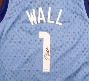 Houston Rockets John Wall Autographed Light Blue Jersey Beckett BAS Stock #189803