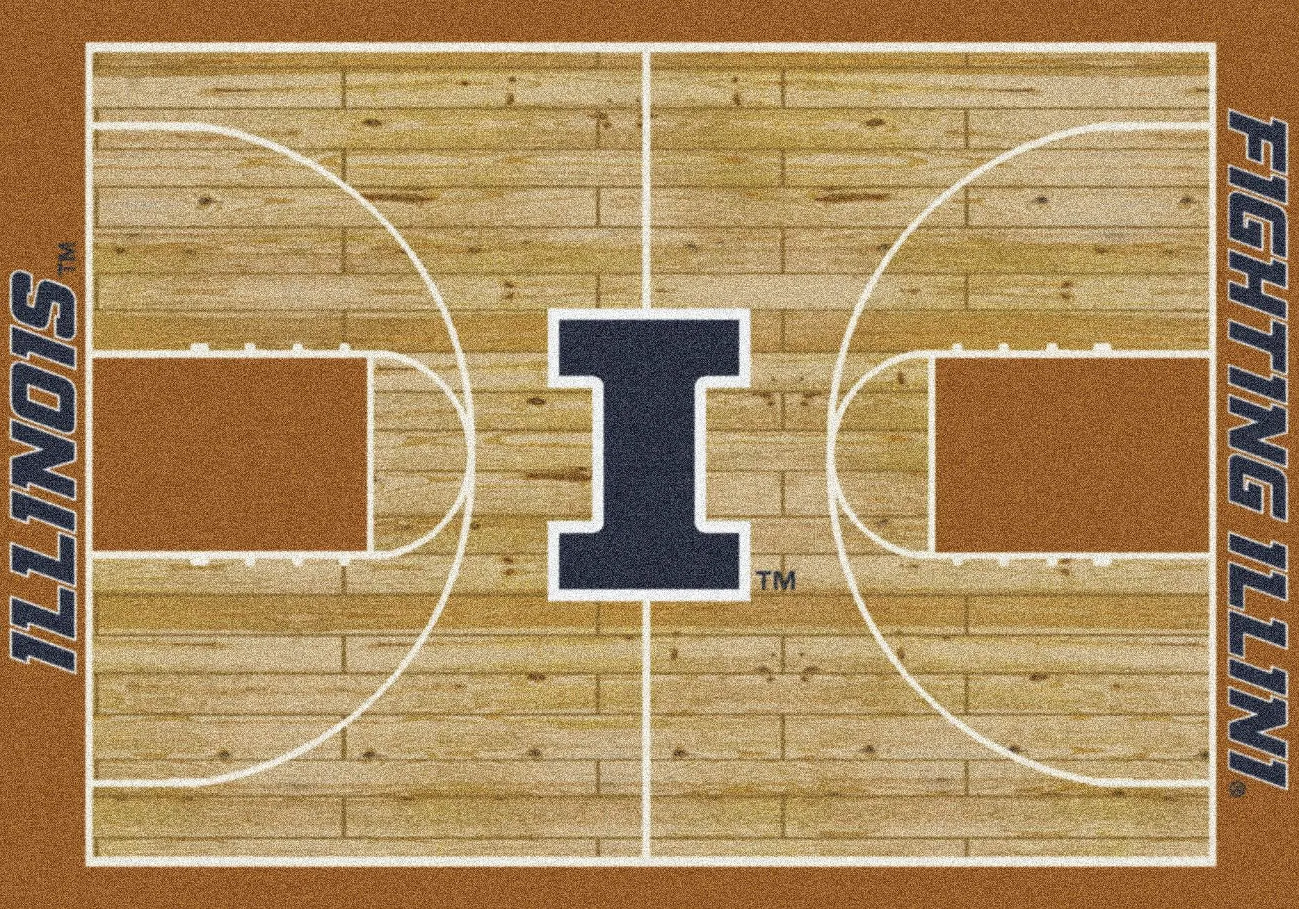 Illinois Fighting Illini Milliken Basketball Home Court Novelty Area Rug