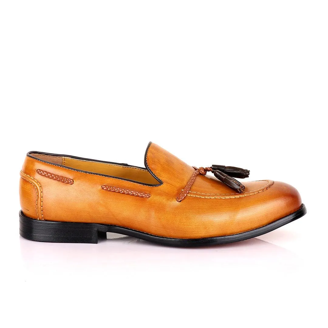 John Mendson Yellow with Brown Tassel Loafers