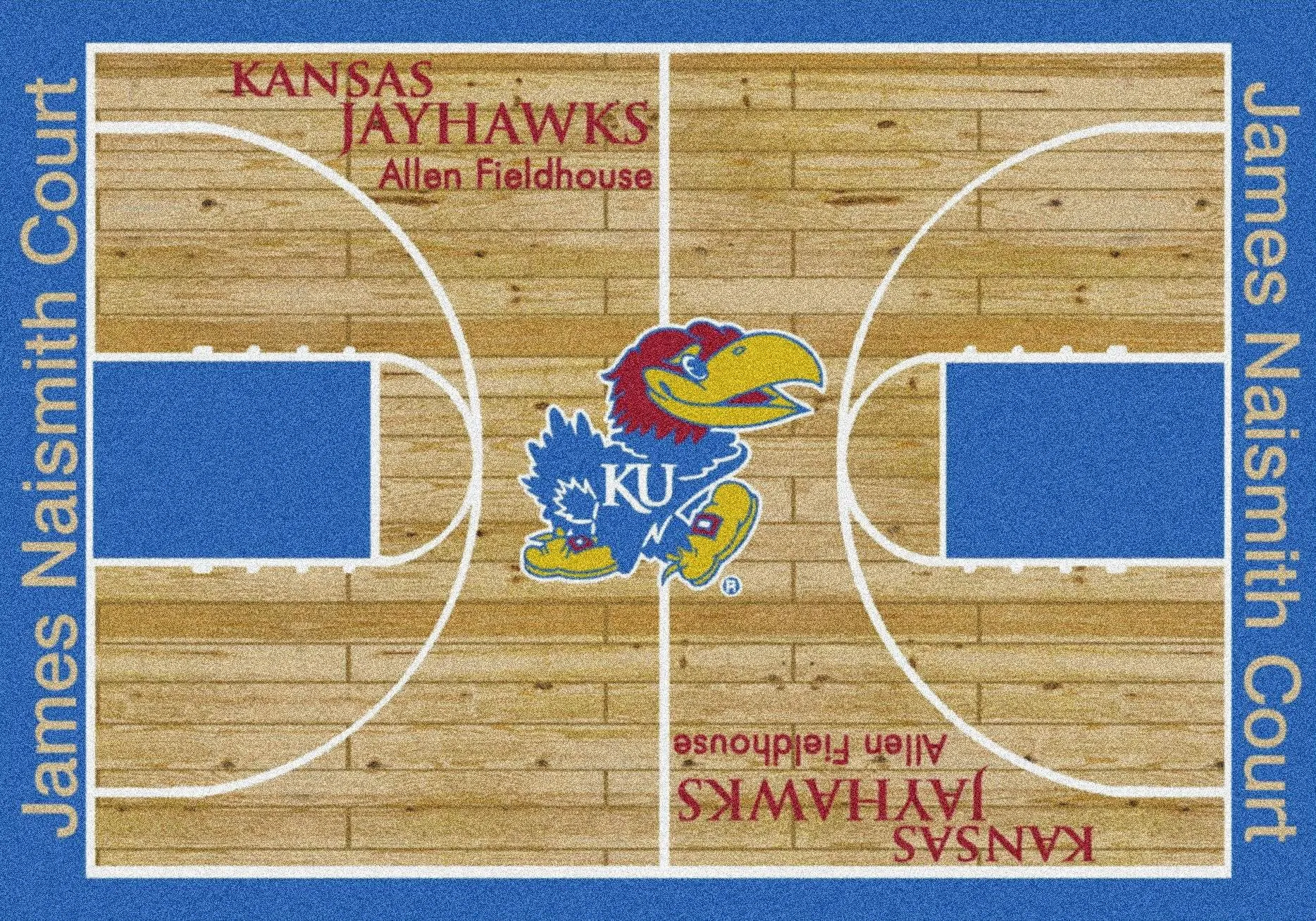 Kansas Jayhawks Milliken Basketball Home Court Novelty Area Rug