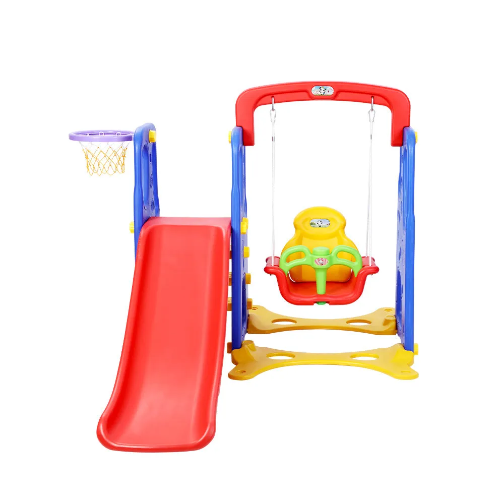 Keezi Kids 3-in-1 Slide Swing with Basketball Hoop Toddler Outdoor Indoor Play