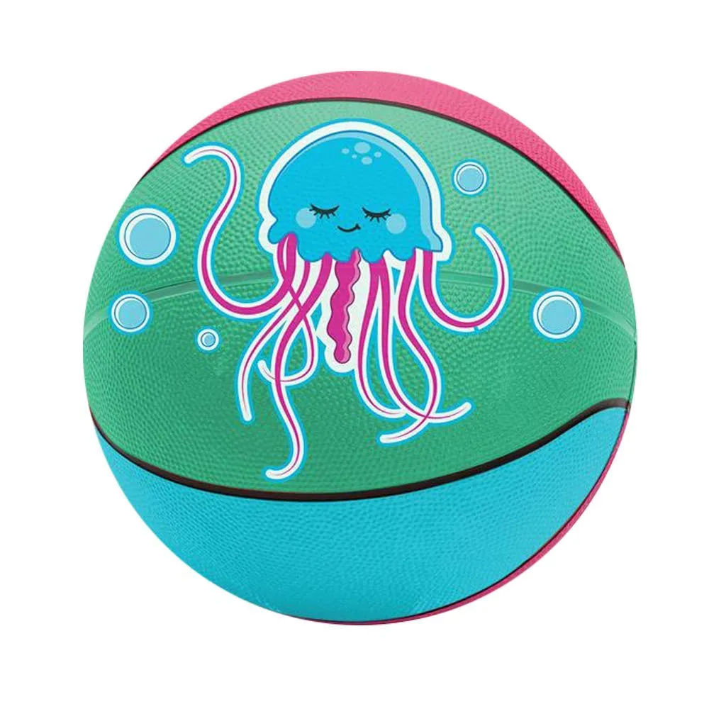 Kicko Jellyfish Basketball - 9.5 Inch Regular-Sized Multi-Color Ball with Jelly Fish Print