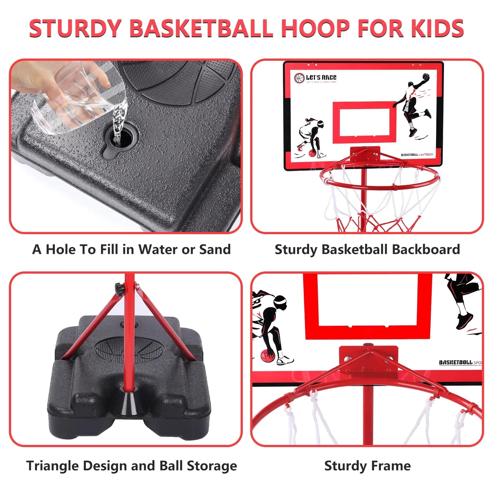 Kids Basketball Hoop for Age 3 4 5 6 7 8, Toddler Basketball Hoops Adjustable Height 3.01Ft-5.64Ft, Indoor Outdoor Mini Basketball Hoop Goal & Backboard Ball Games Toys for Girl Boy