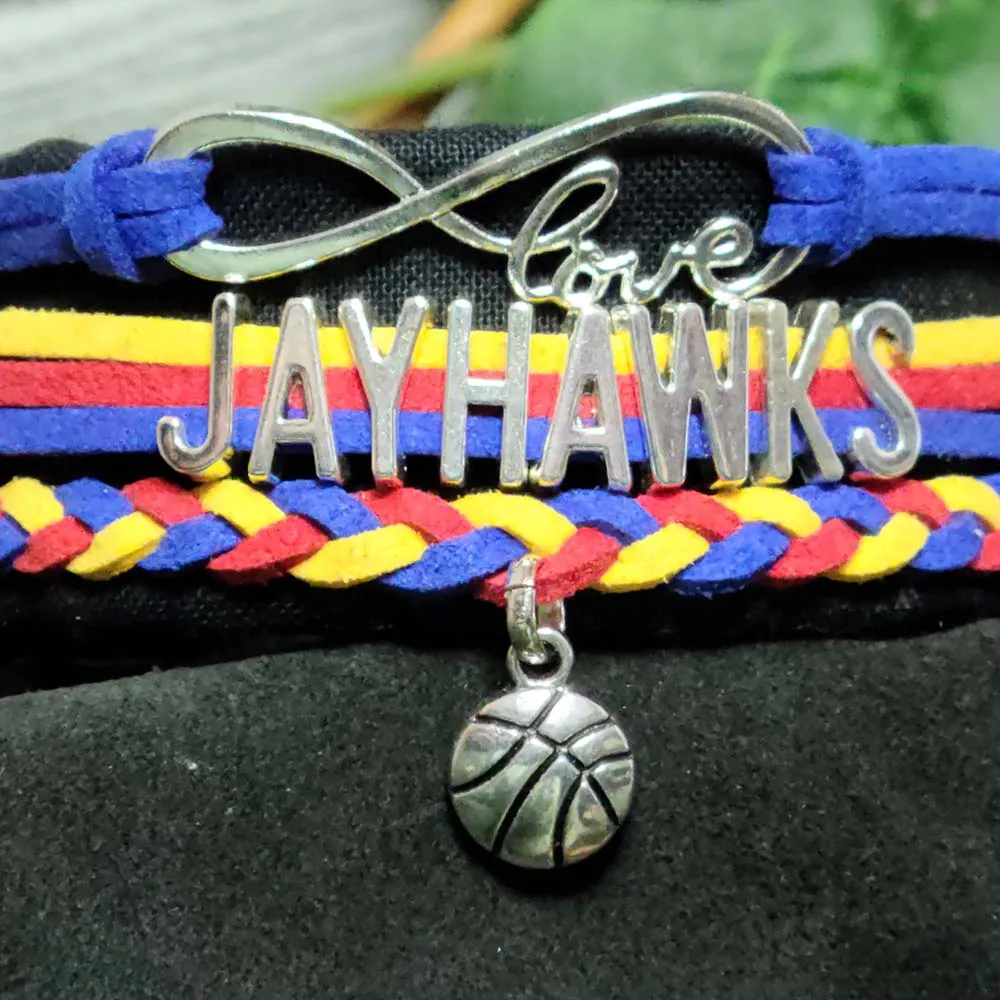 KU Jayhawk Basketball Braided Charm Bracelet