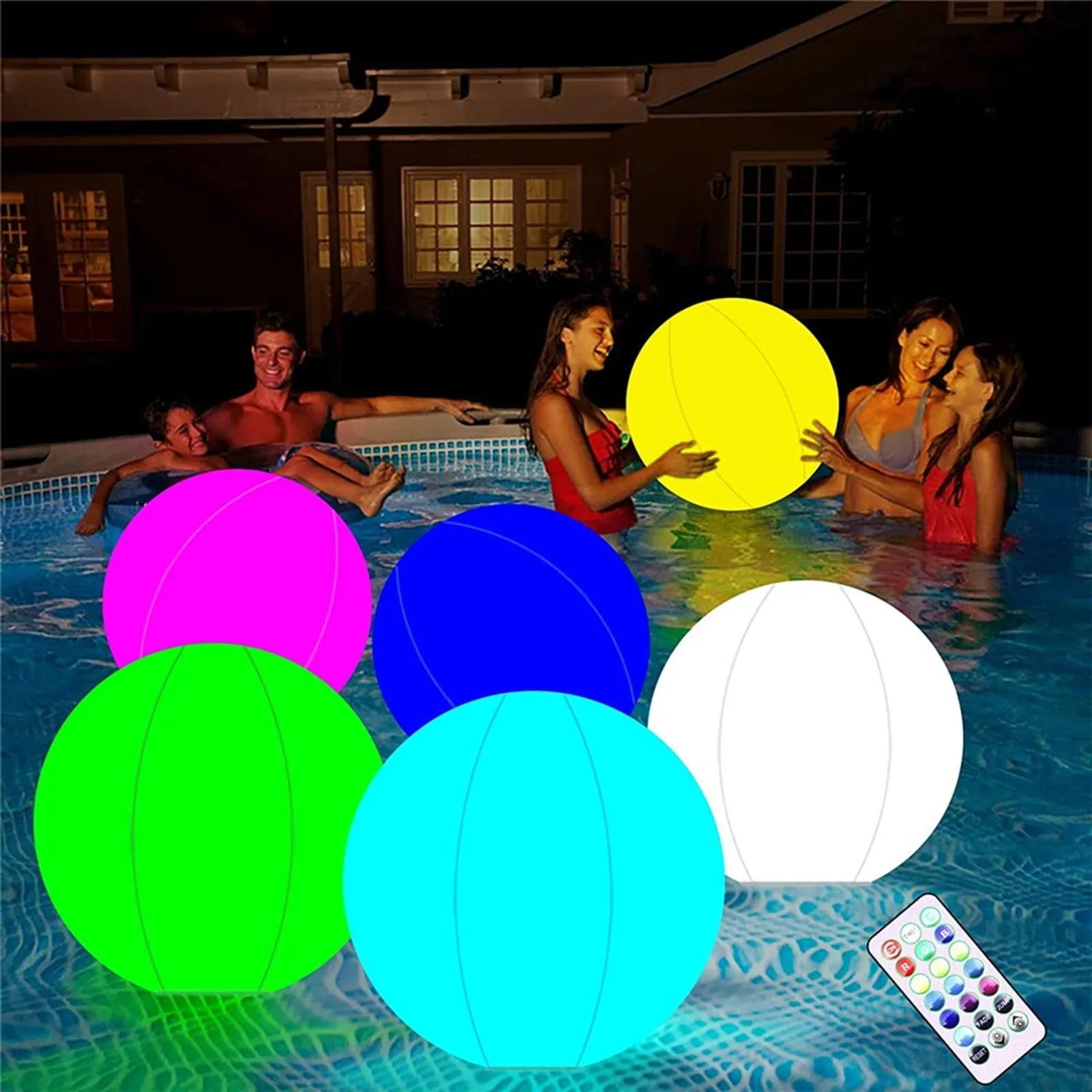 LED Beach Ball with Remote Control - 16 Colors Lights and 4 Light Modes