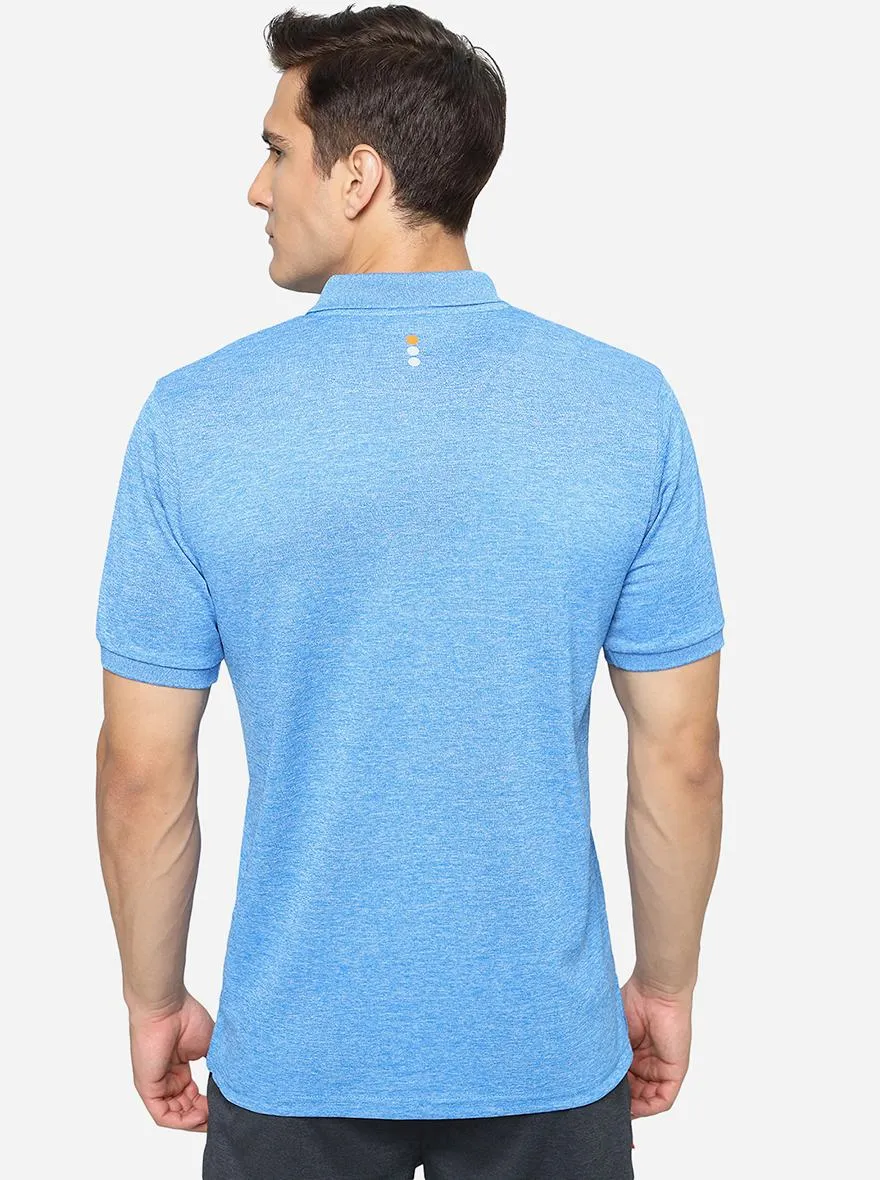 Light Blue Melange Solid Slim Fit T-Shirt | Jade Play