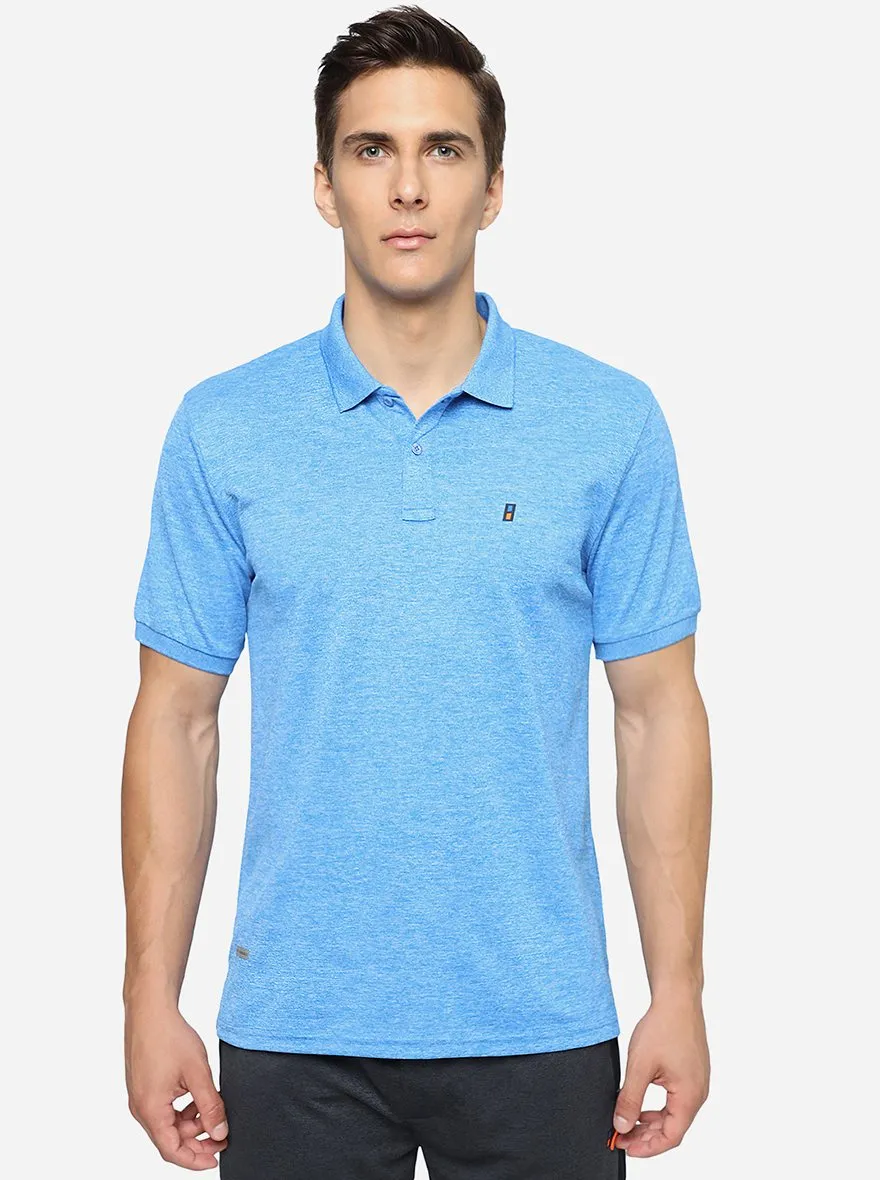 Light Blue Melange Solid Slim Fit T-Shirt | Jade Play