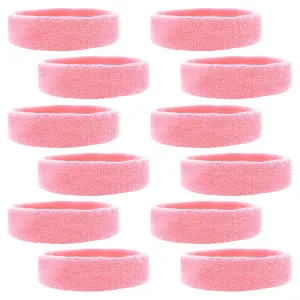 Light Pink Head Sweatbands - 12 Pack