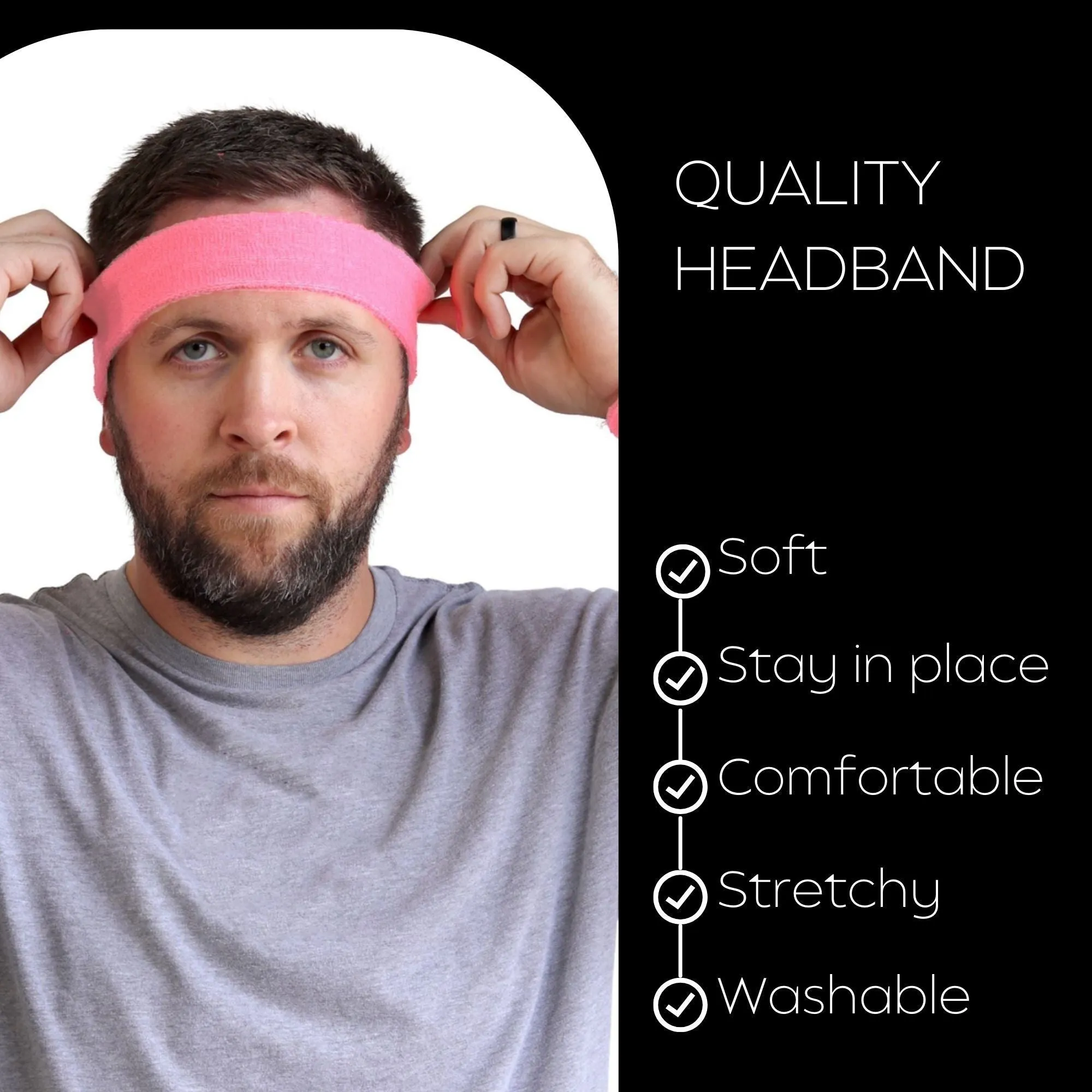 Light Pink Head Sweatbands - 12 Pack