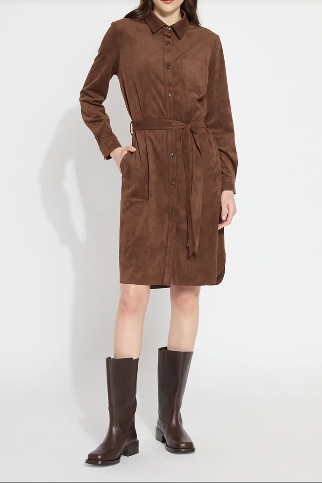 Lysse Vegan Suede Schiffer Dress Warm Brown