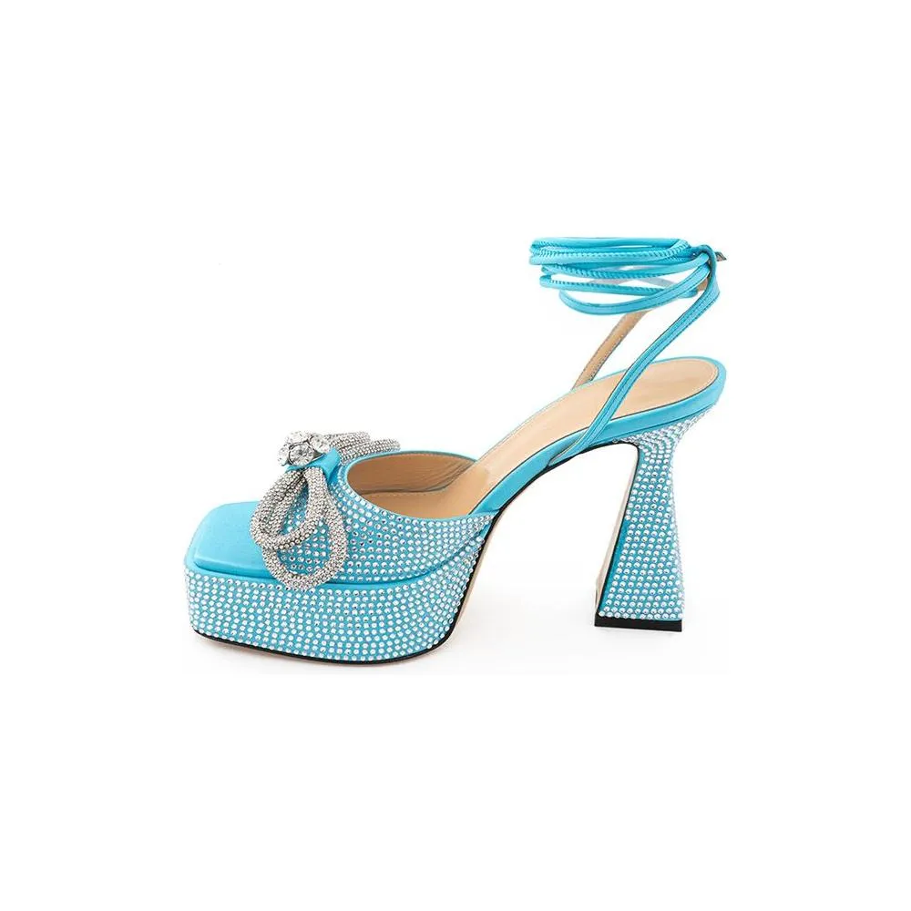 MACH & MACH Light Blue Leather Platforms & Wedge