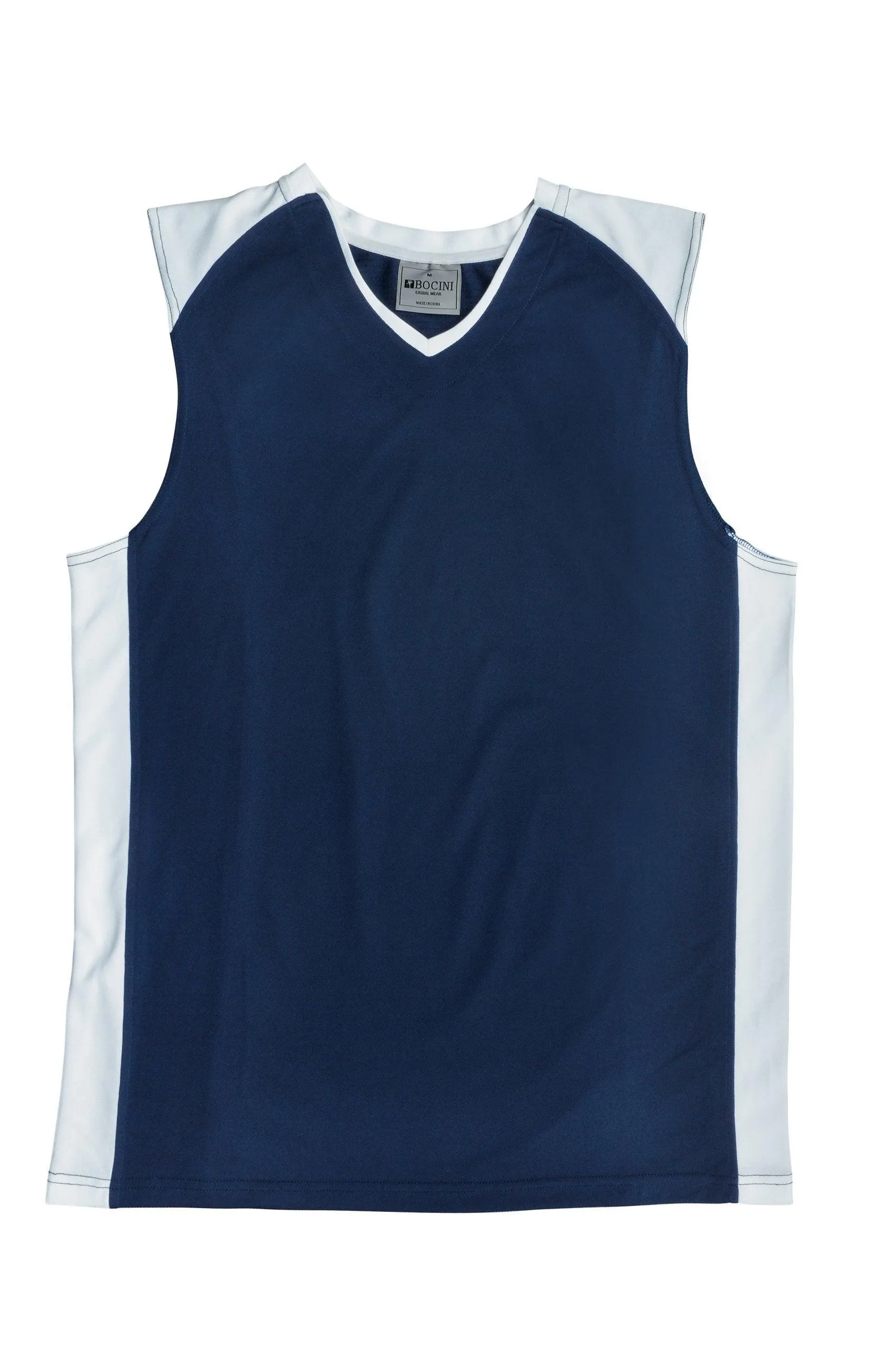 Mens Basketball Singlet - Navy/White