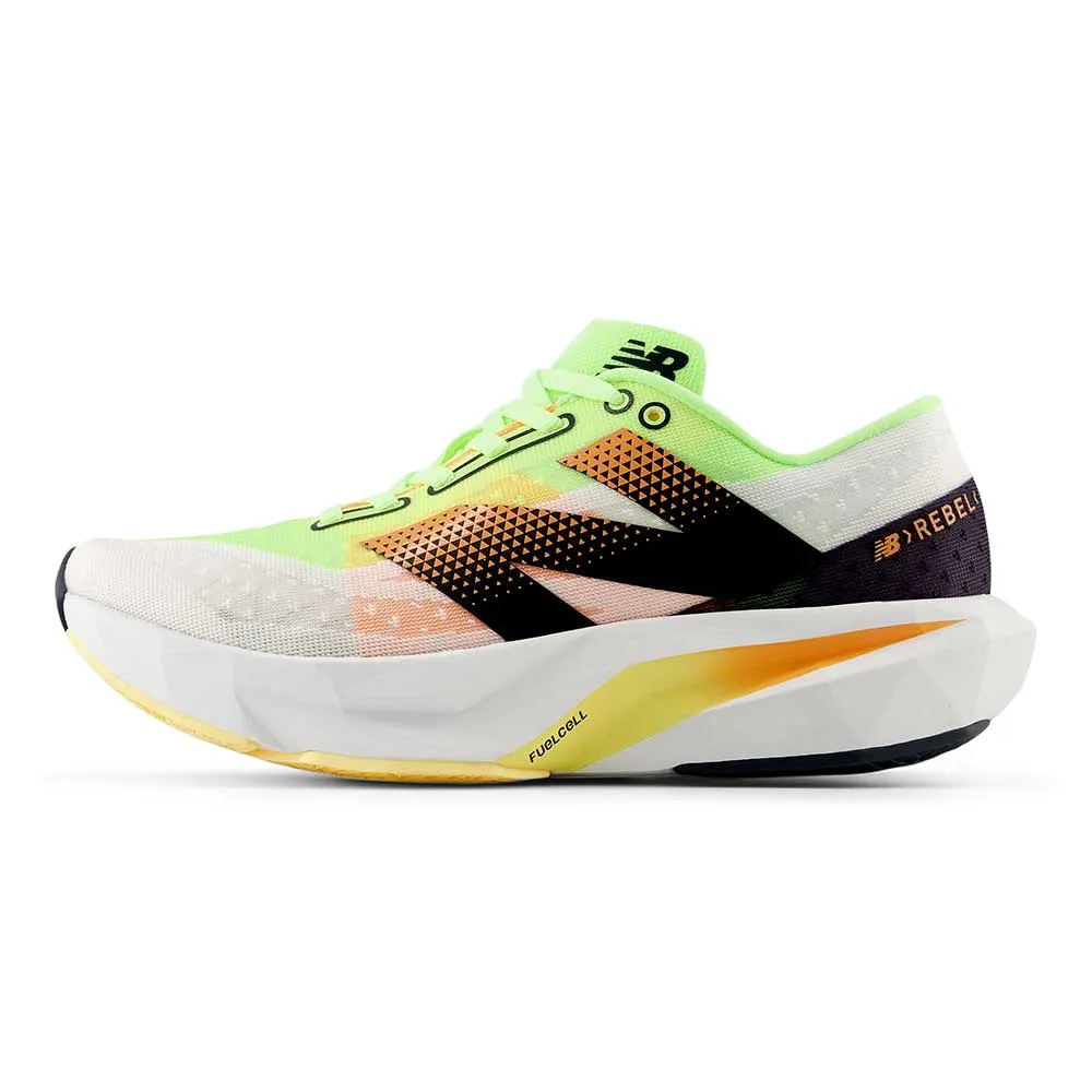 Men's FuelCell Rebel v4 Running Shoe - White/Bleached Lime Glo - Wide (2E)