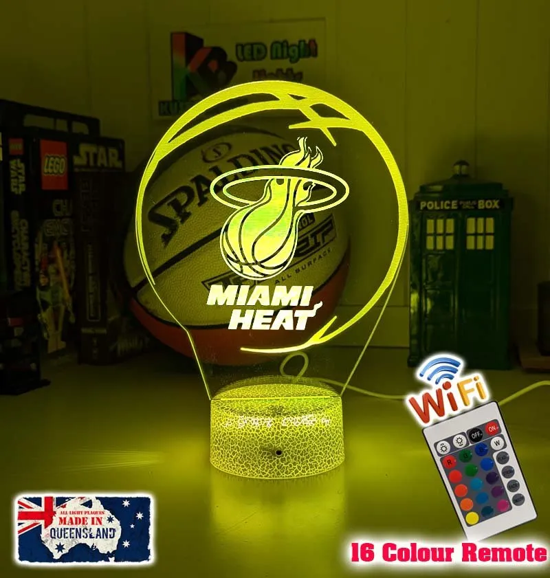 MIAMI HEAT BASKETBALL Team 3D LED Night Light Lamp