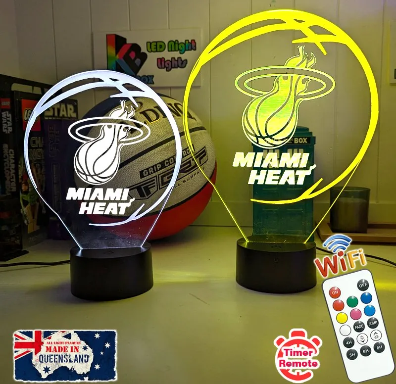 MIAMI HEAT BASKETBALL Team 3D LED Night Light Lamp