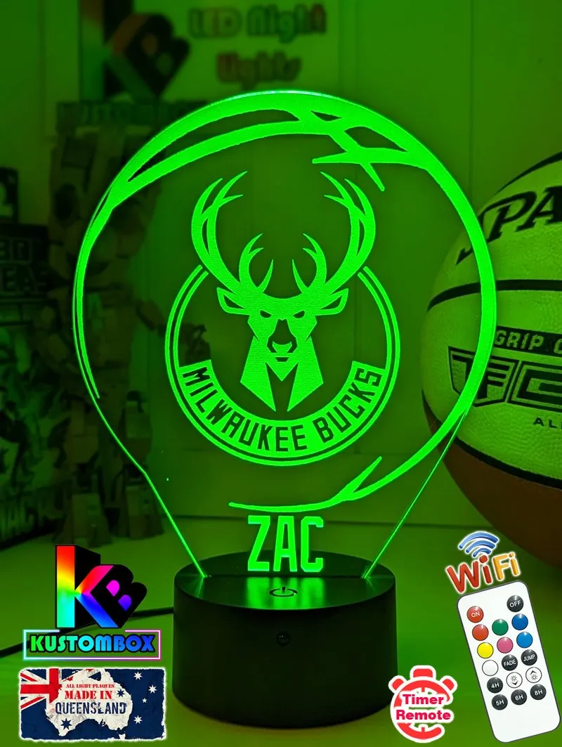 MILWAUKEE BUCKS BASKETBALL LED Night Light Lamp