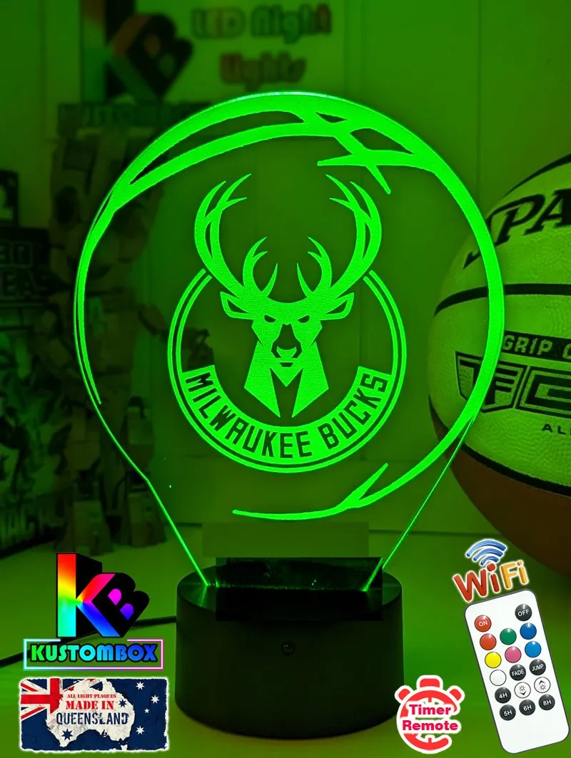 MILWAUKEE BUCKS BASKETBALL LED Night Light Lamp