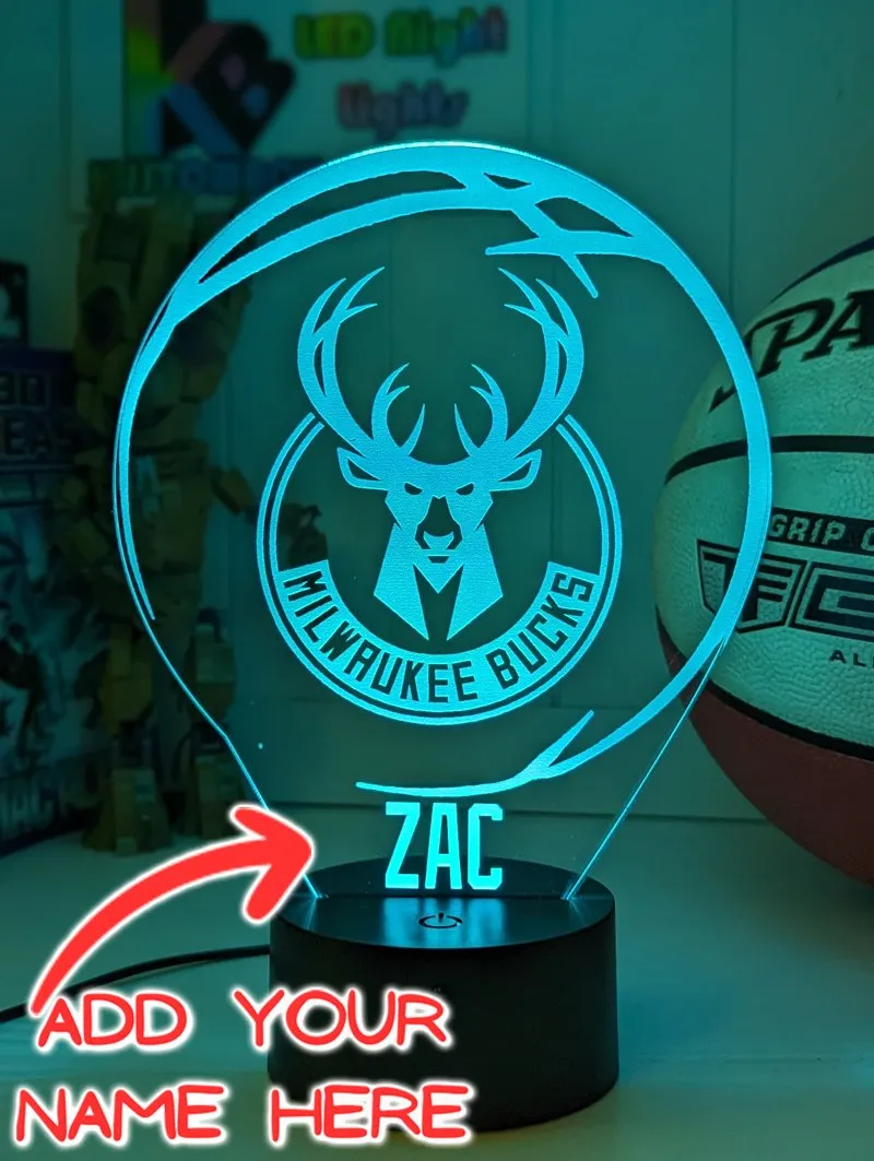 MILWAUKEE BUCKS BASKETBALL LED Night Light Lamp