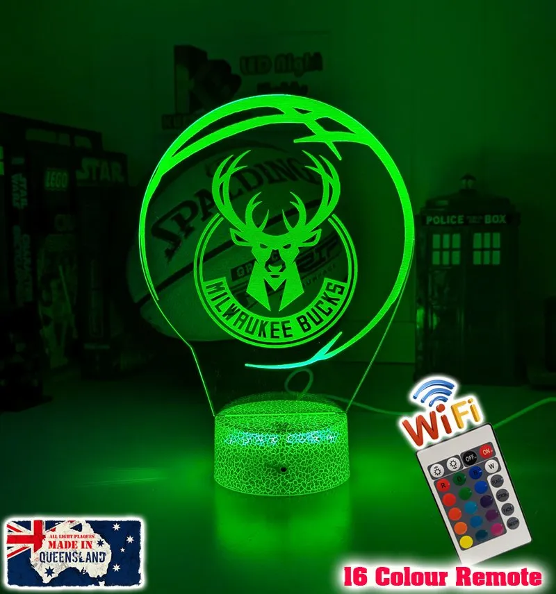 MILWAUKEE BUCKS BASKETBALL LED Night Light Lamp