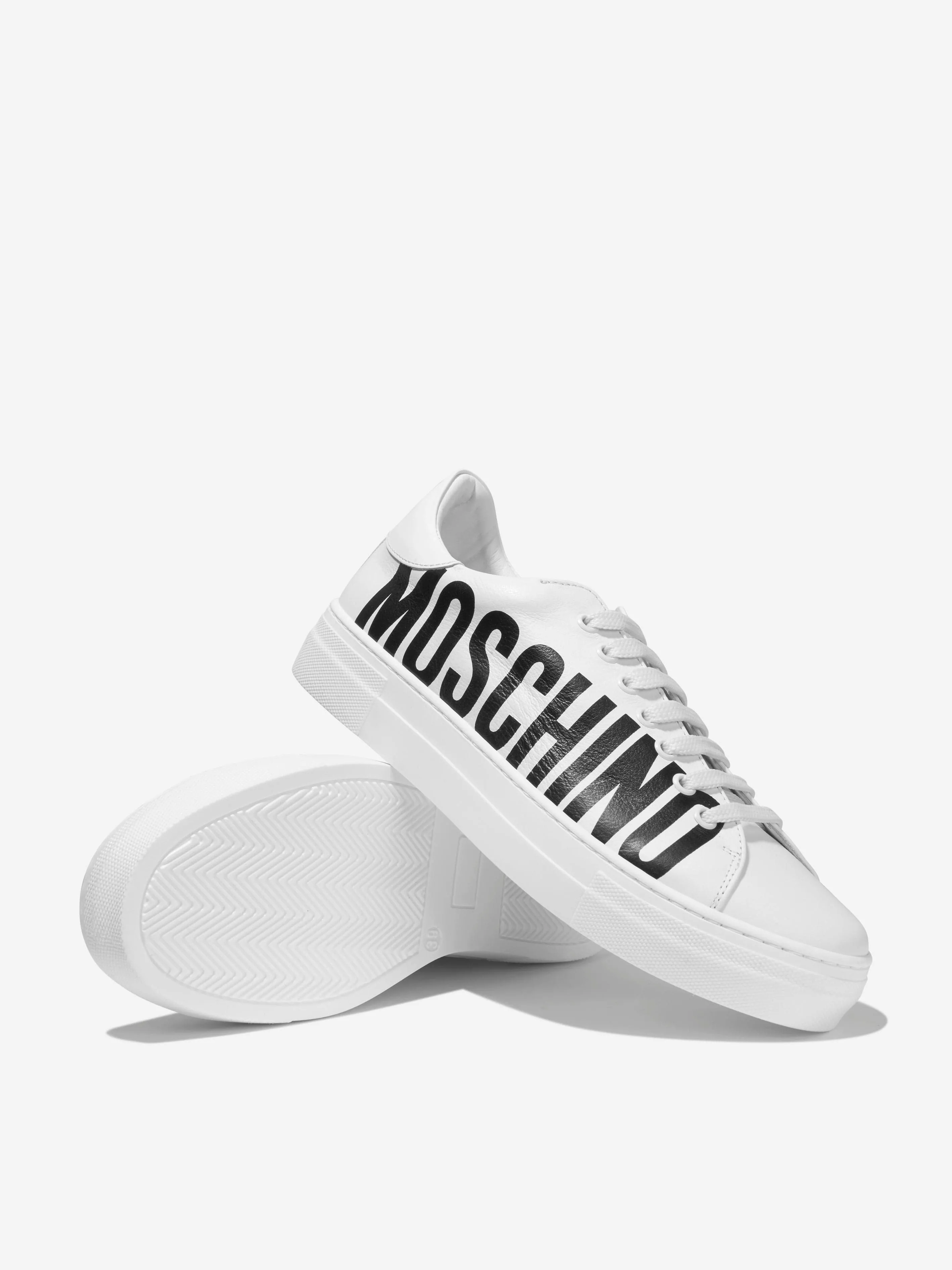 Moschino Unisex Leather Logo Print Trainers