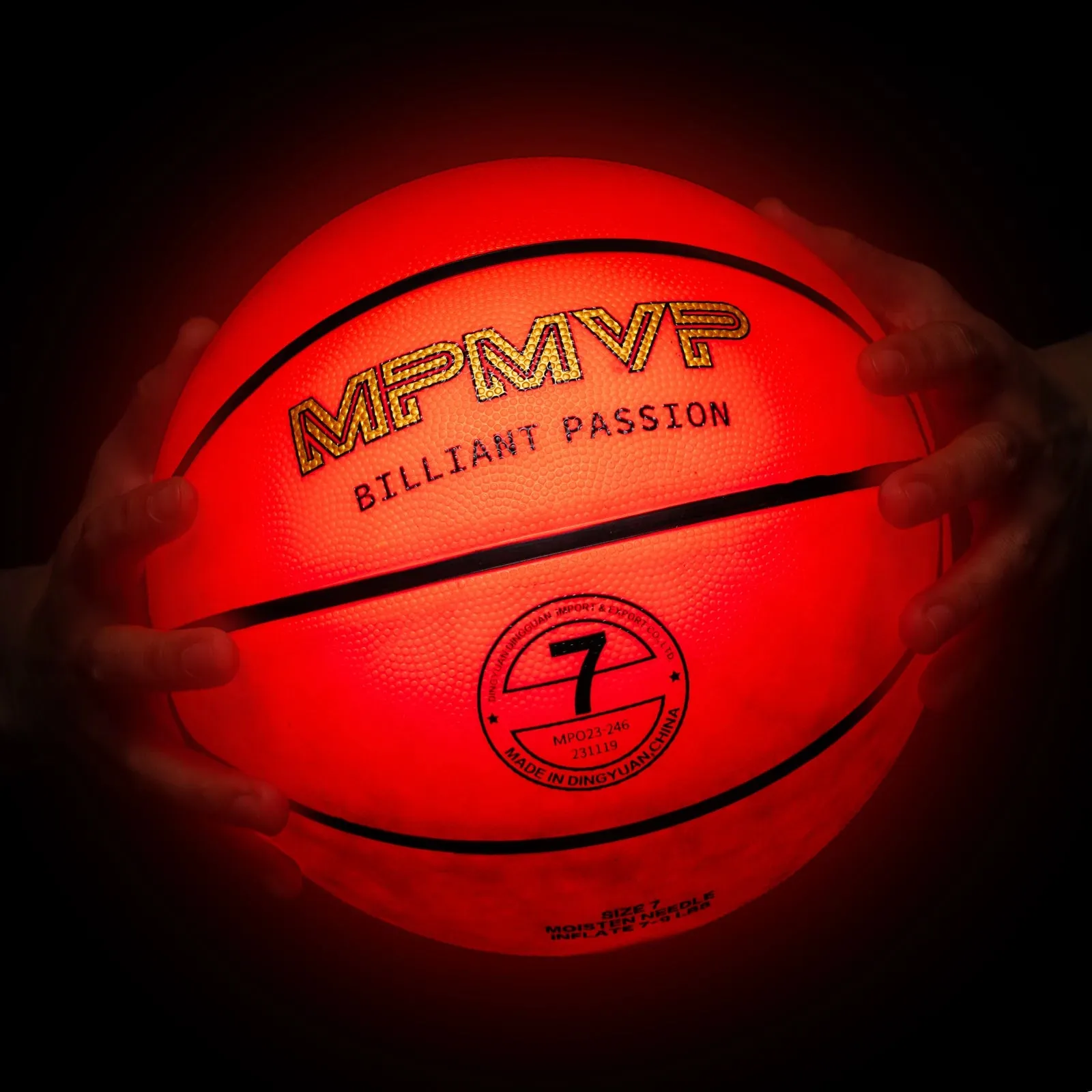 MPMVP Light Up Basketball - Size 7 - Glow in The Dark - Rechargeable - Perfect for Athletes, Kids, and Basketball Lovers